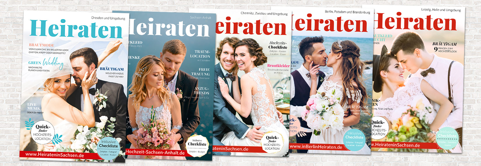 Magazine Heiraten für Dresden, Chemnitz, Leipzig, Berlin/Brandenburg und Sachsen-Anhalt